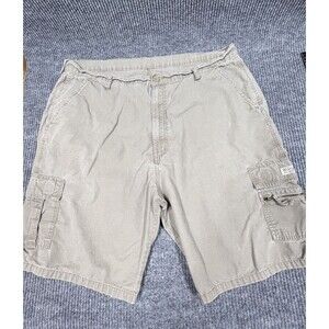 Wrangler Shorts Mens 42 Khaki Tan Ripstop Cargo Workwear Carpenter Authentic Zip